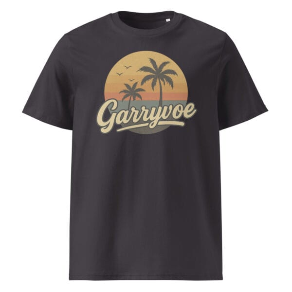 Funny Irish holiday t-shirt with sunset and palm tree Garryvoe design
