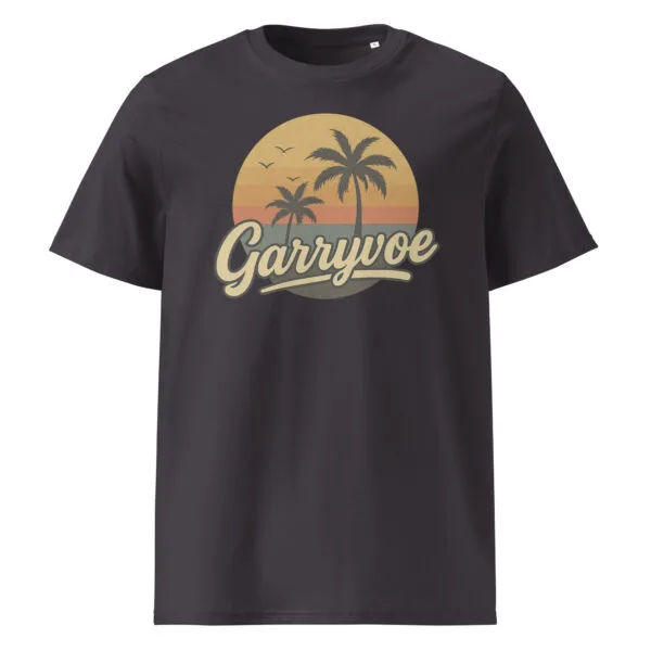 Funny Irish holiday t-shirt with sunset and palm tree Garryvoe design
