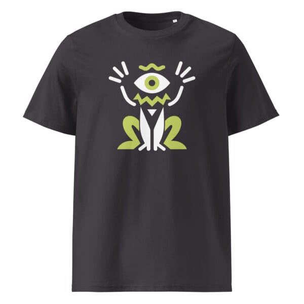 Festival rave t-shirt with all-seeing eye and hands-up graphic design