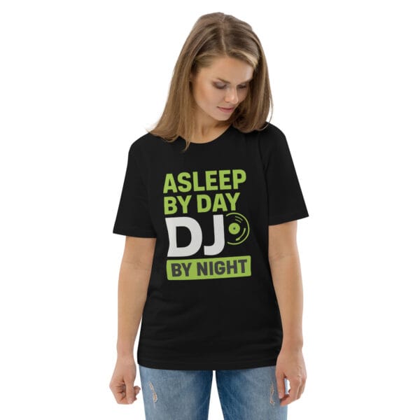 Funny DJ T-Shirt – Asleep by Day, DJ by Night Design - Image 2