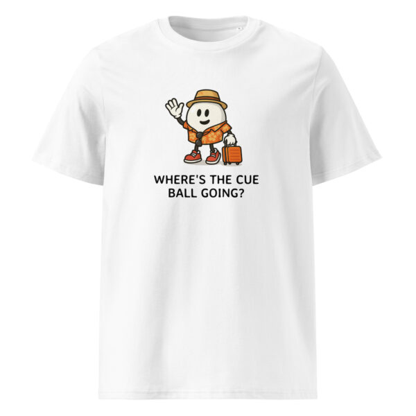 funny snooker t-shirt with cue ball going commentary quote graphic