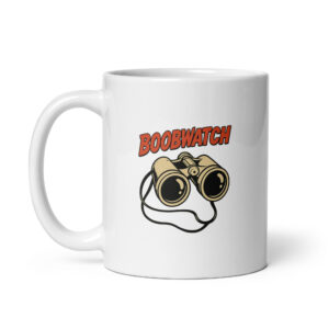 Boobwatch funny novelty ceramic mug with cartoon design