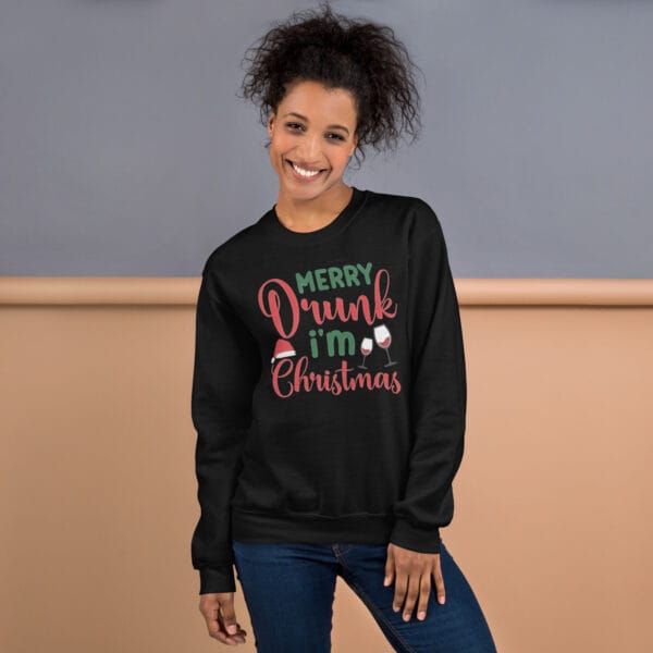 Merry Drunk I’m Christmas Jumper – Funny Unisex Holiday Sweatshirt - Image 2