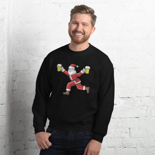 Beer-Run Santa Jumper – Funny Unisex Christmas Sweatshirt - Image 2