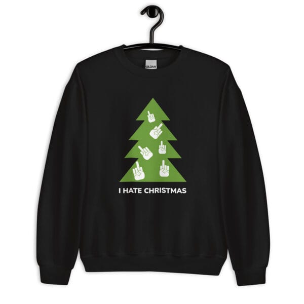 Funny “I Hate Christmas” Jumper | Rude Xmas Sweater with Hand Gesture Tree - Image 4