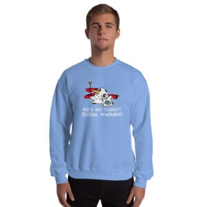Melting snowman Christmas jumper with rude carrot pun