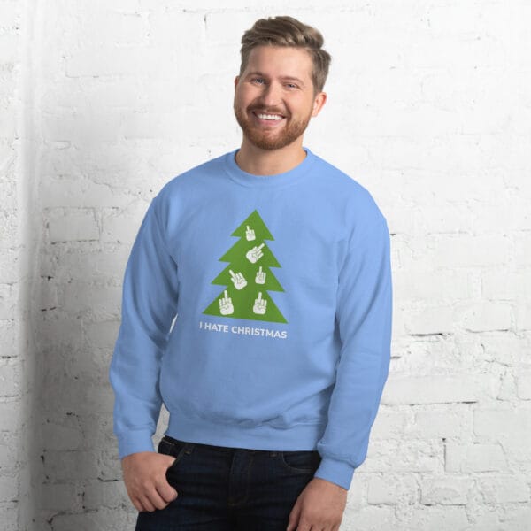 Funny “I Hate Christmas” Jumper | Rude Xmas Sweater with Hand Gesture Tree - Image 12