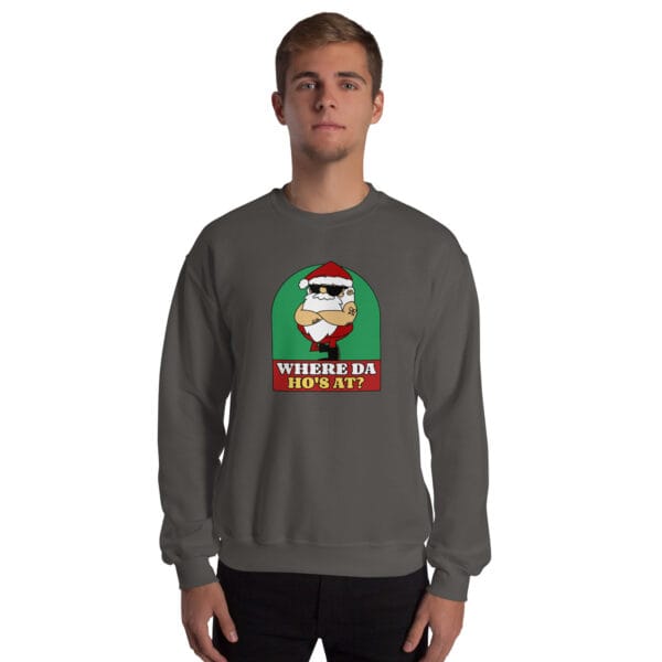Where Da Ho’s At? Jumper – Rude Funny Santa Christmas Sweatshirt (Unisex) - Image 10