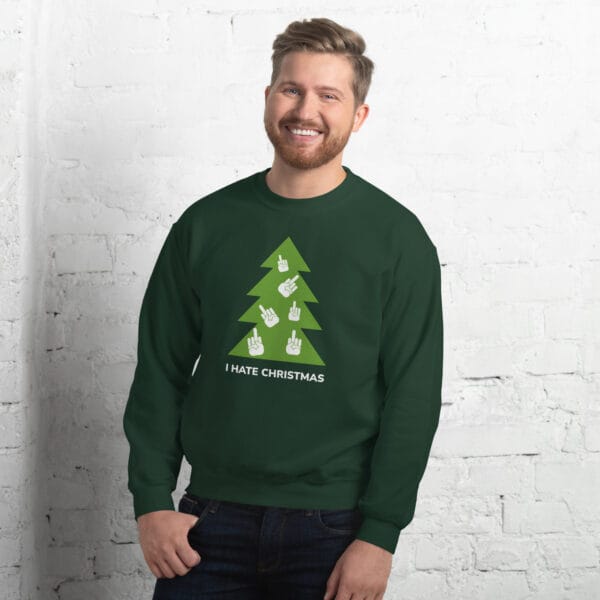Funny “I Hate Christmas” Jumper | Rude Xmas Sweater with Hand Gesture Tree - Image 8