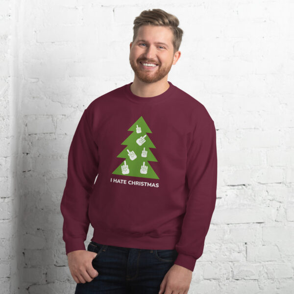 Funny “I Hate Christmas” Jumper | Rude Xmas Sweater with Hand Gesture Tree - Image 7