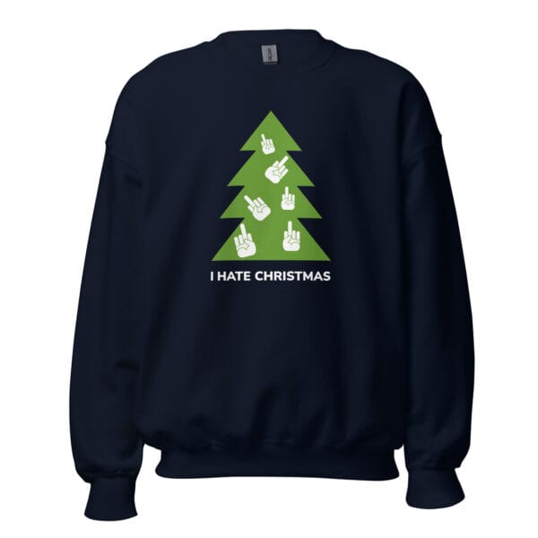 Funny “I Hate Christmas” Jumper | Rude Xmas Sweater with Hand Gesture Tree - Image 5