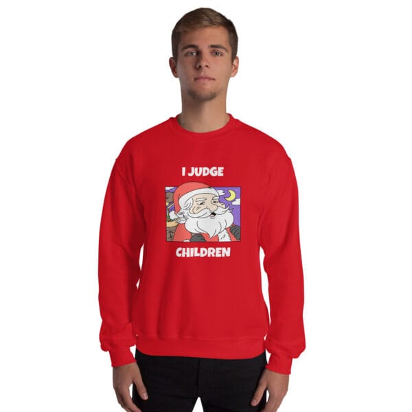 Santa with judgmental face on funny Christmas jumper