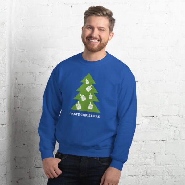 Funny “I Hate Christmas” Jumper | Rude Xmas Sweater with Hand Gesture Tree - Image 10