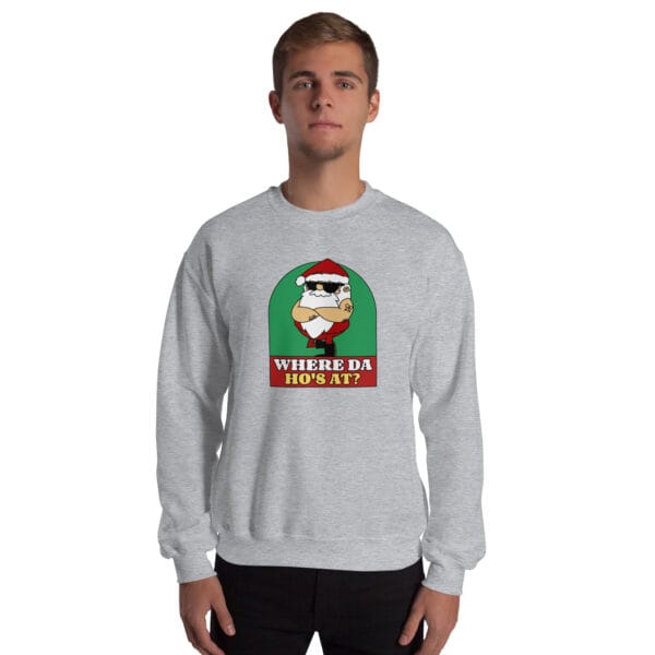 Where Da Ho’s At? Jumper – Rude Funny Santa Christmas Sweatshirt (Unisex) - Image 14