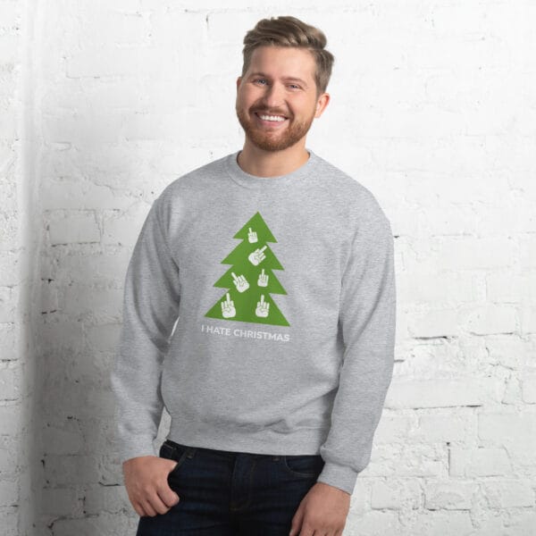Funny “I Hate Christmas” Jumper | Rude Xmas Sweater with Hand Gesture Tree - Image 13