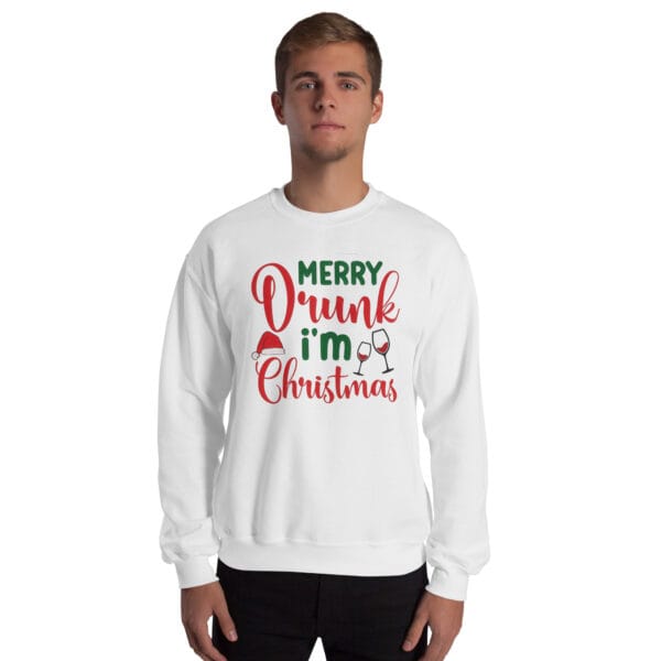 Funny drinking-themed Christmas jumper with wine glasses